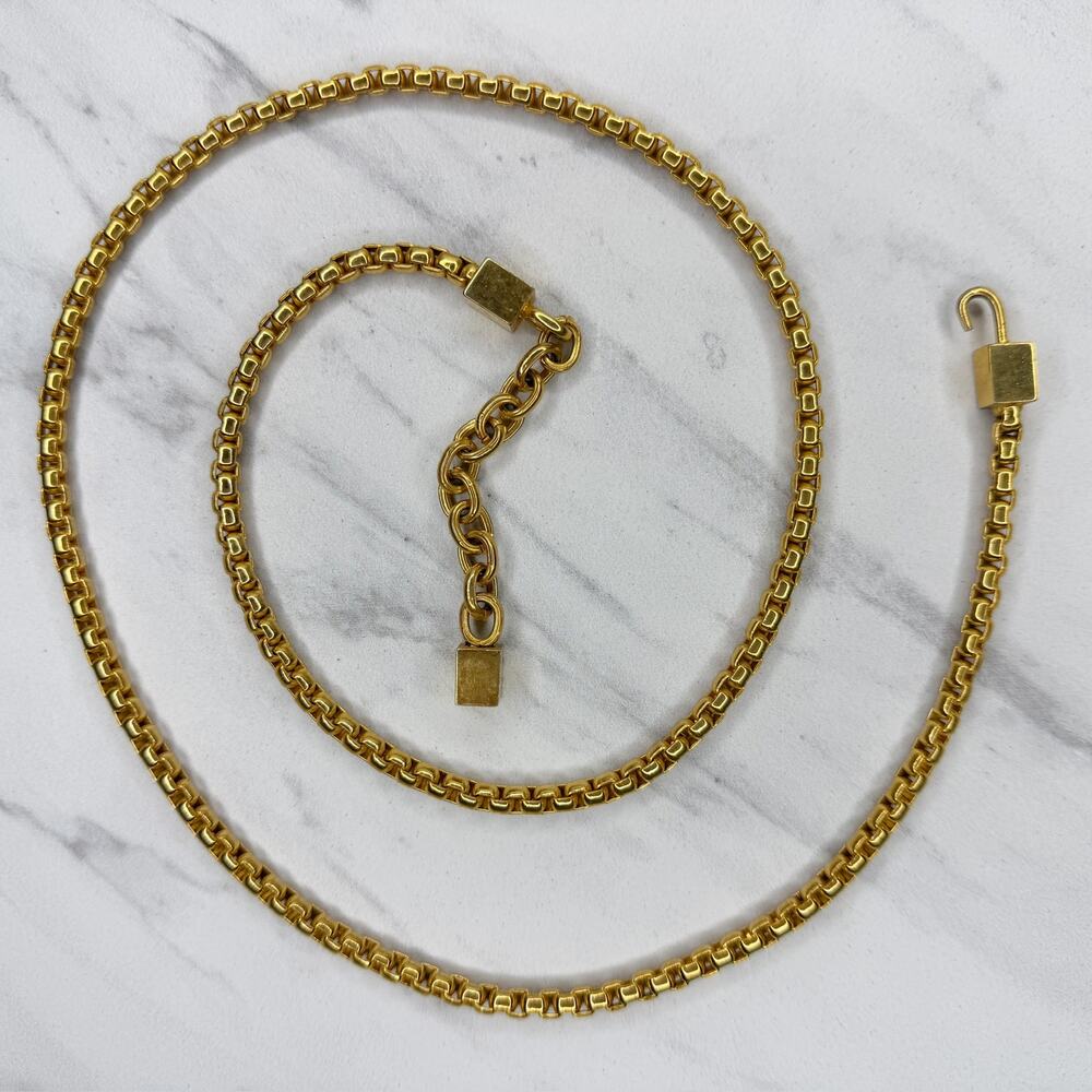 Gold Tone Box Chain Belt Cube Drop Small/Medium (S/M) ✨